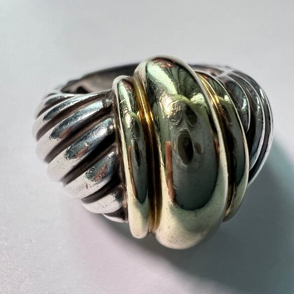 David Yurman 14k & Sterling Size 5.5 Dome Ring - Picture 2 of 6